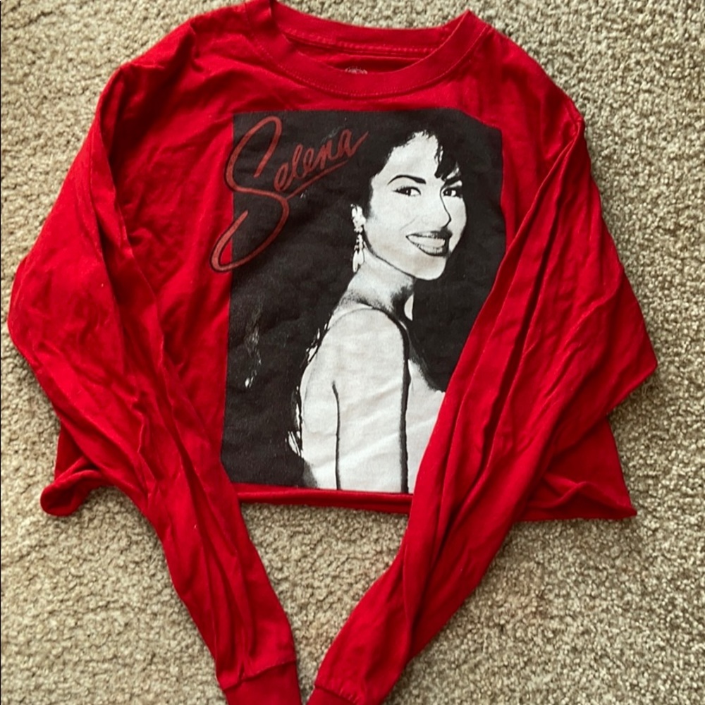 Red Long Sleeved Crop Top Selena Shirt